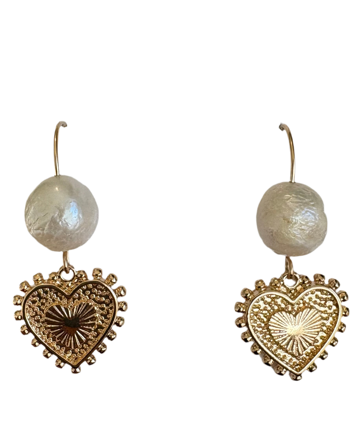 Vintage Heart Statement Pearl Earrings