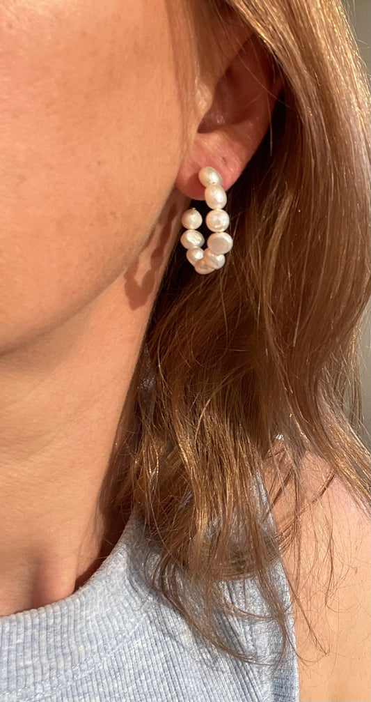 Nugget Pearl Hoops-gold or silver fittings #118 #193