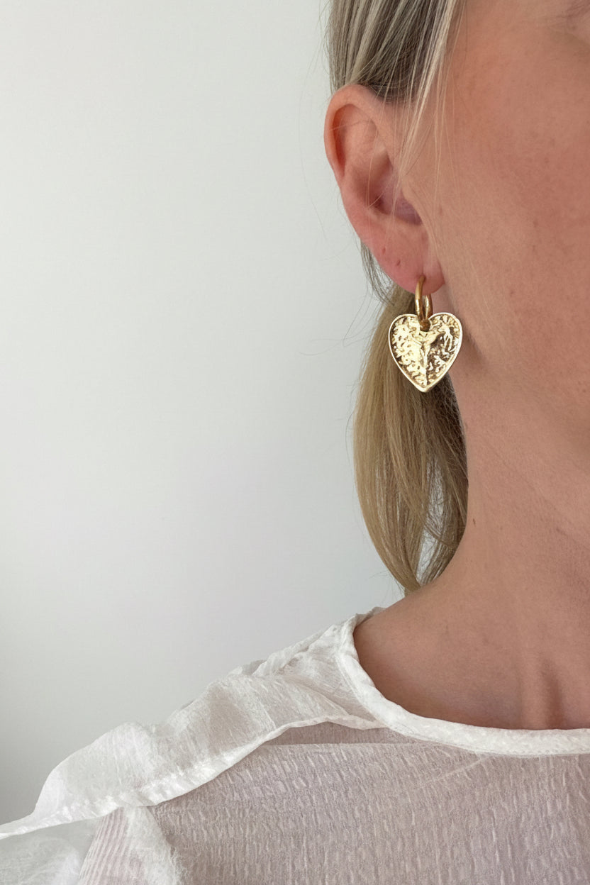 Heart Cross Hoops-Gold