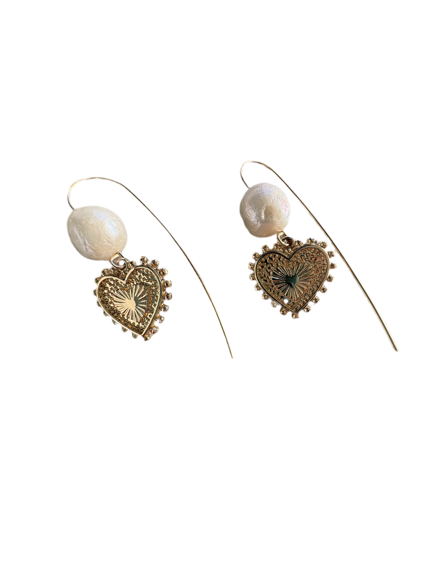 Vintage Heart Statement Pearl Earrings
