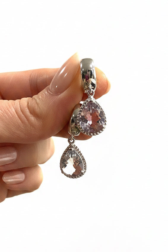Lavender Classic Teardrops on Silver