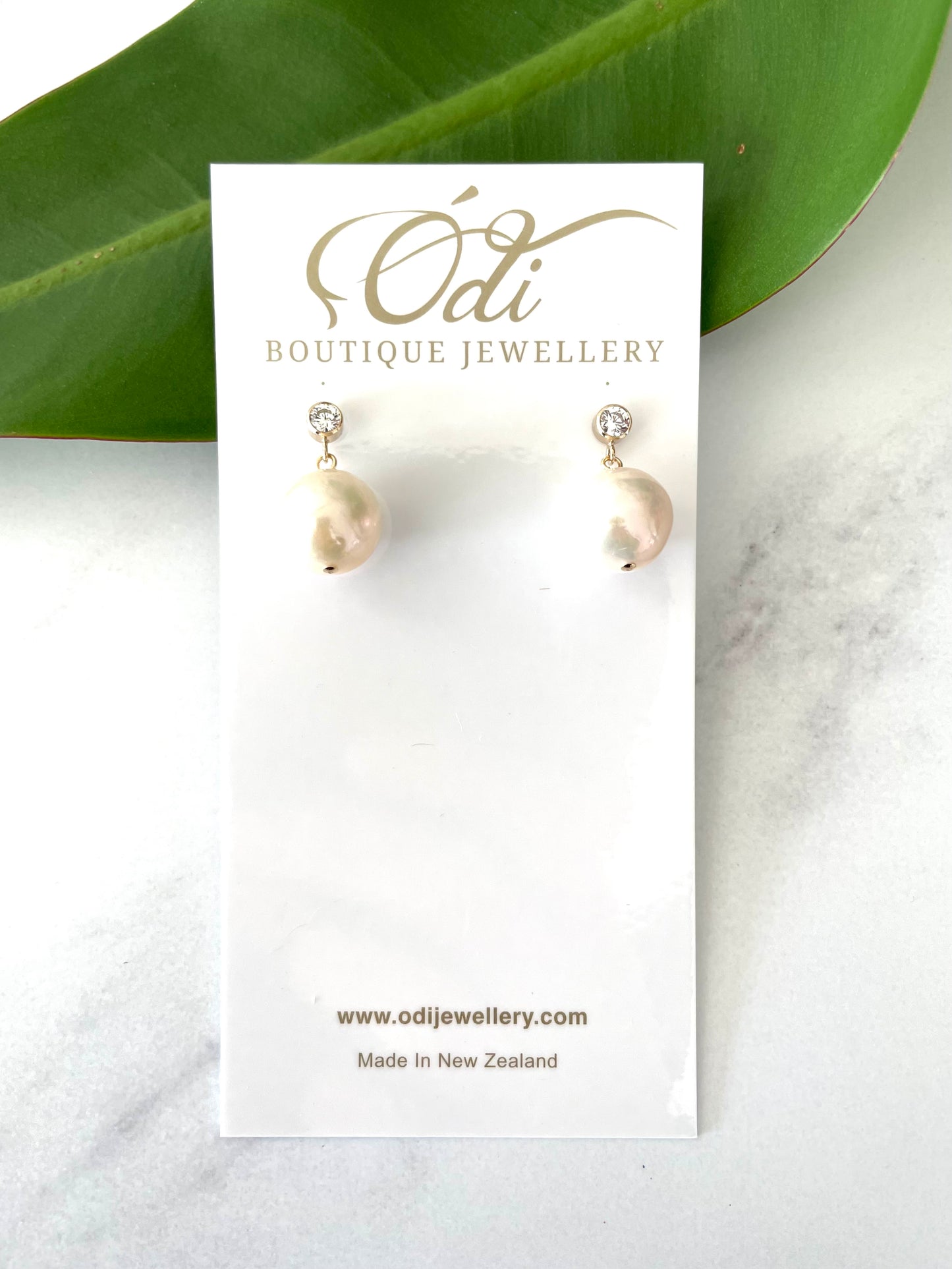 CZ-14k Gold Filled Large Pearl Stud Earrings