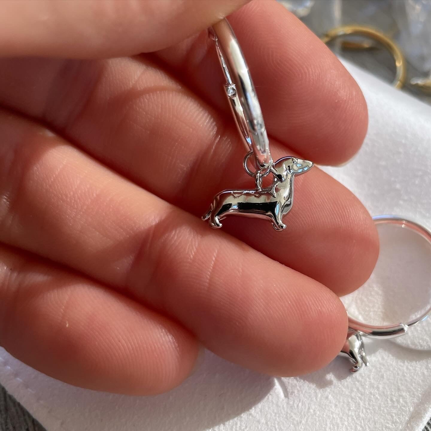 Dachshund Hoops Silver or Gold