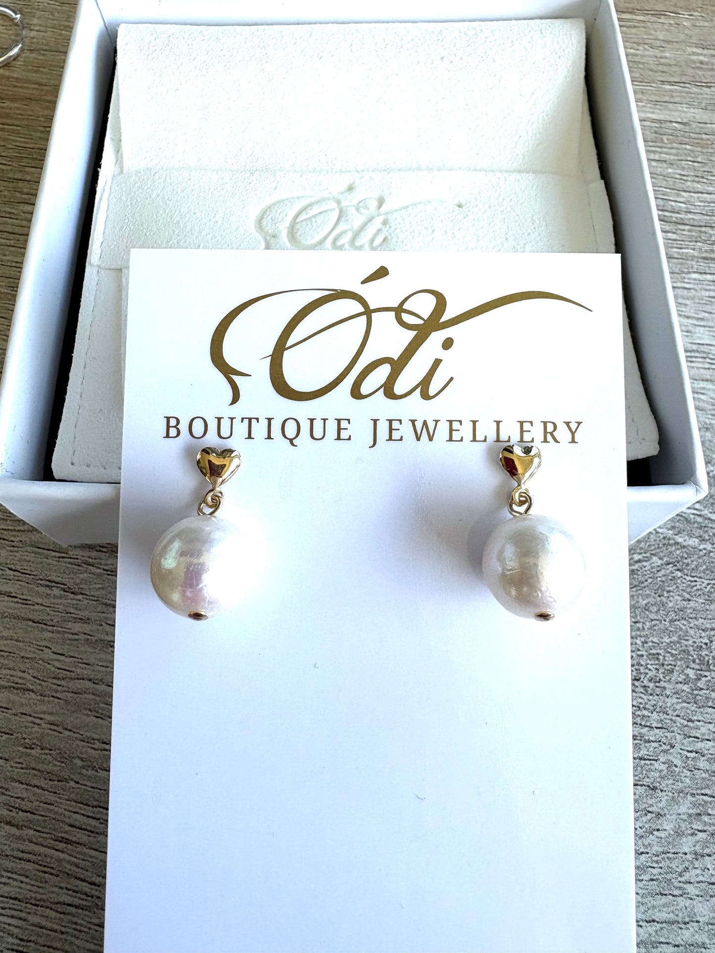 Heart Pearls Stud Dangle- 14k Gold Fill