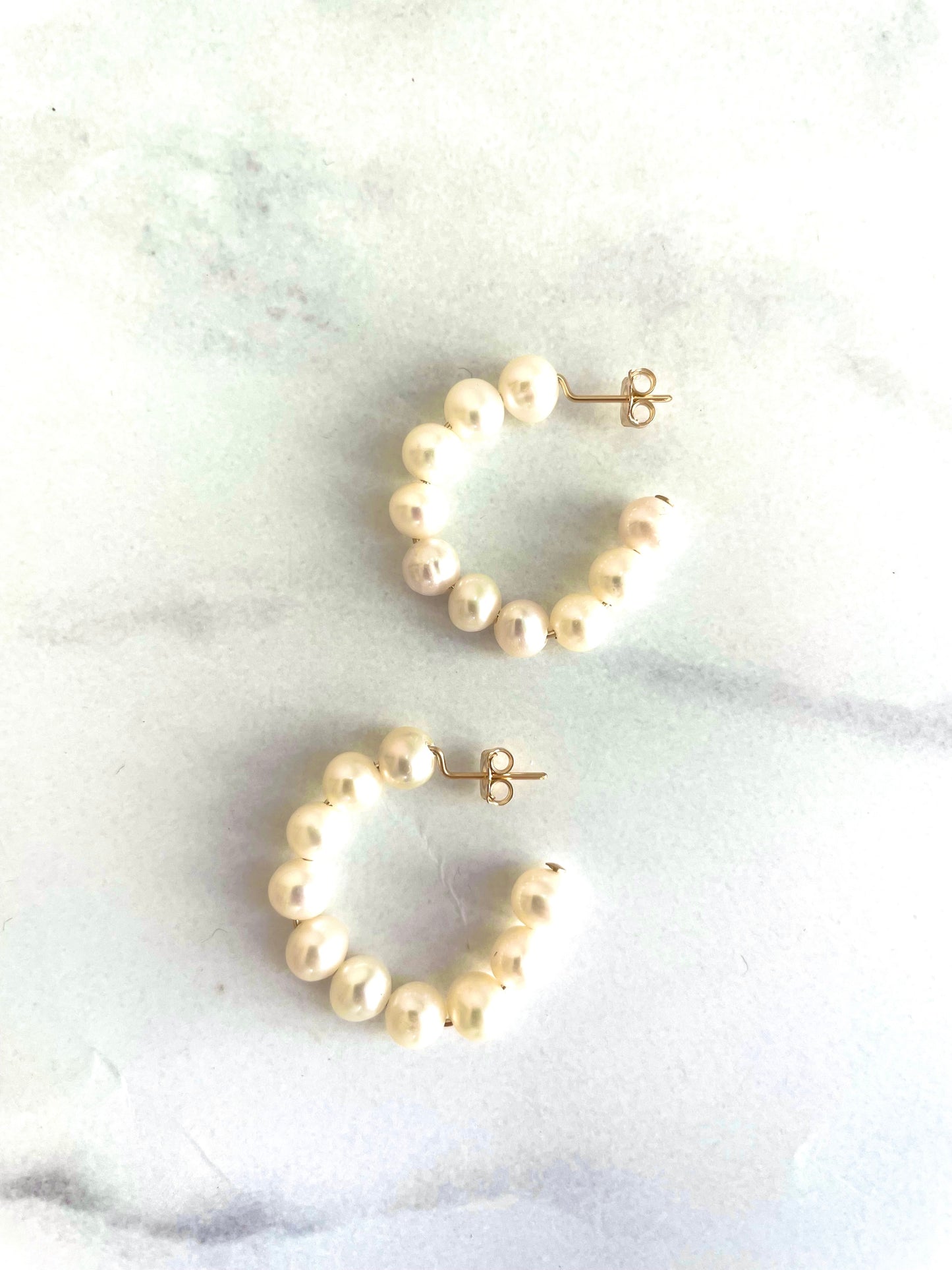 White Pearl Moon Hoops-fresh water pearl #137 #176
