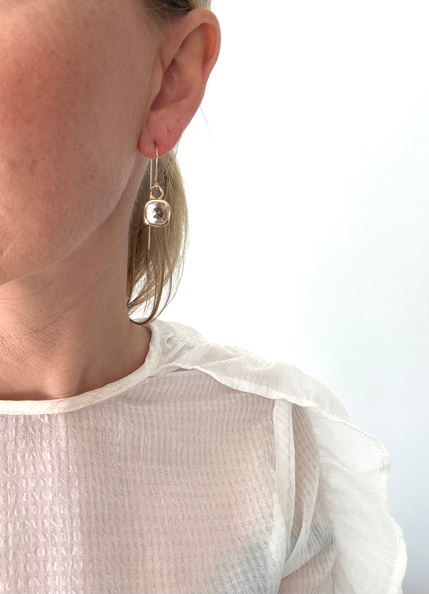 Cushion Cut Jewel on Statement Ear wires