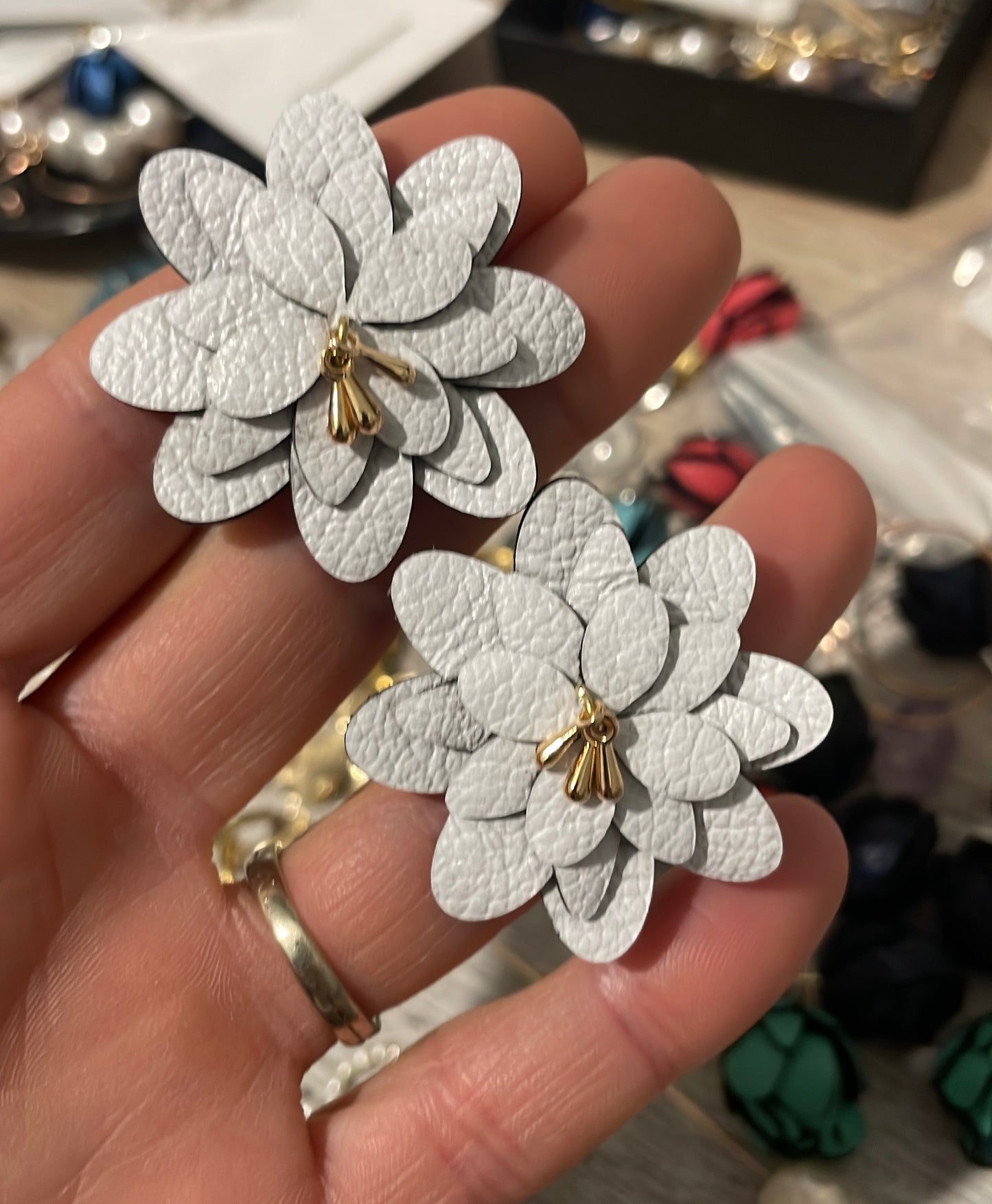 15 Statement Dahlia Studs-White