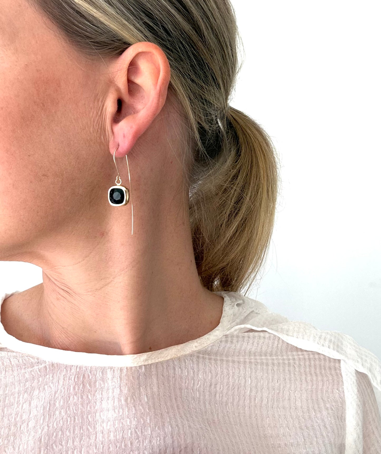 Cushion cut Jewel on Statement Ear Wires