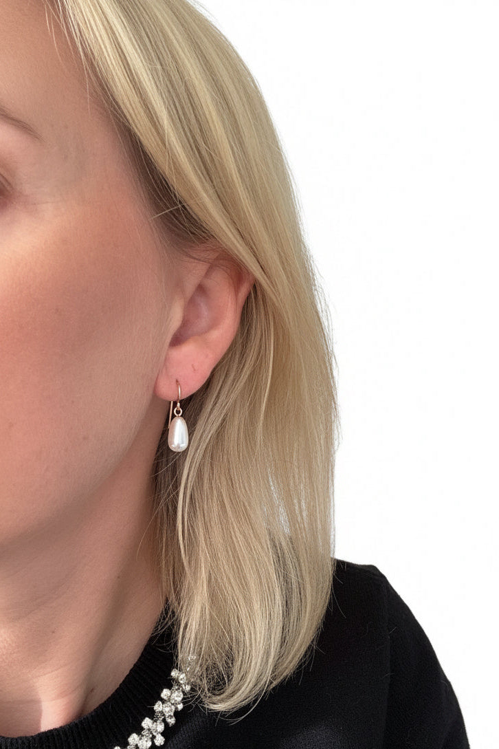 Rose Gold Filled Pearl Droplets