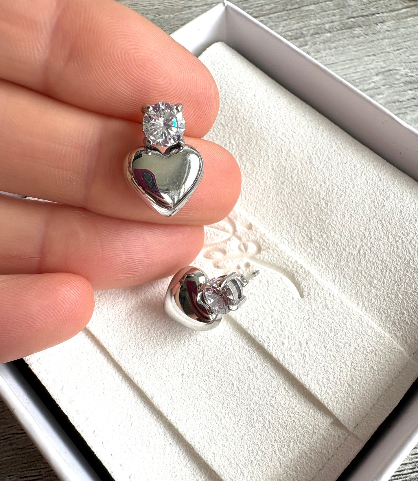 Love Drops Stainless Steel and Cubic Zirconia Earrings
