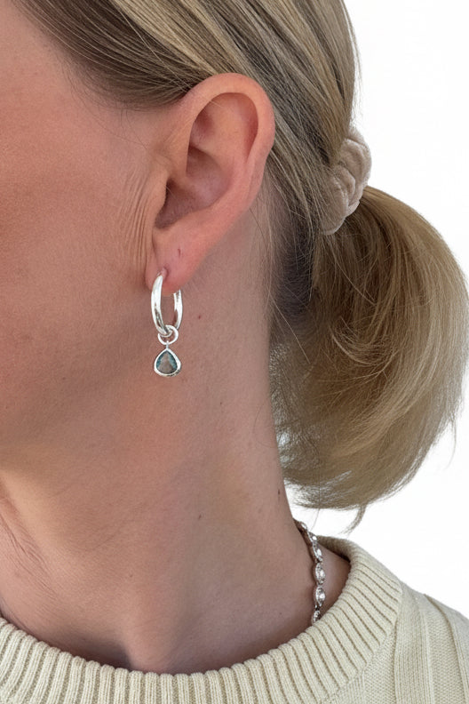 Aquamarine Water drop Hoops