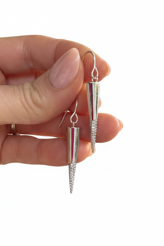 Sparkle encrusted Spears Silver on a choice of ear fittings
