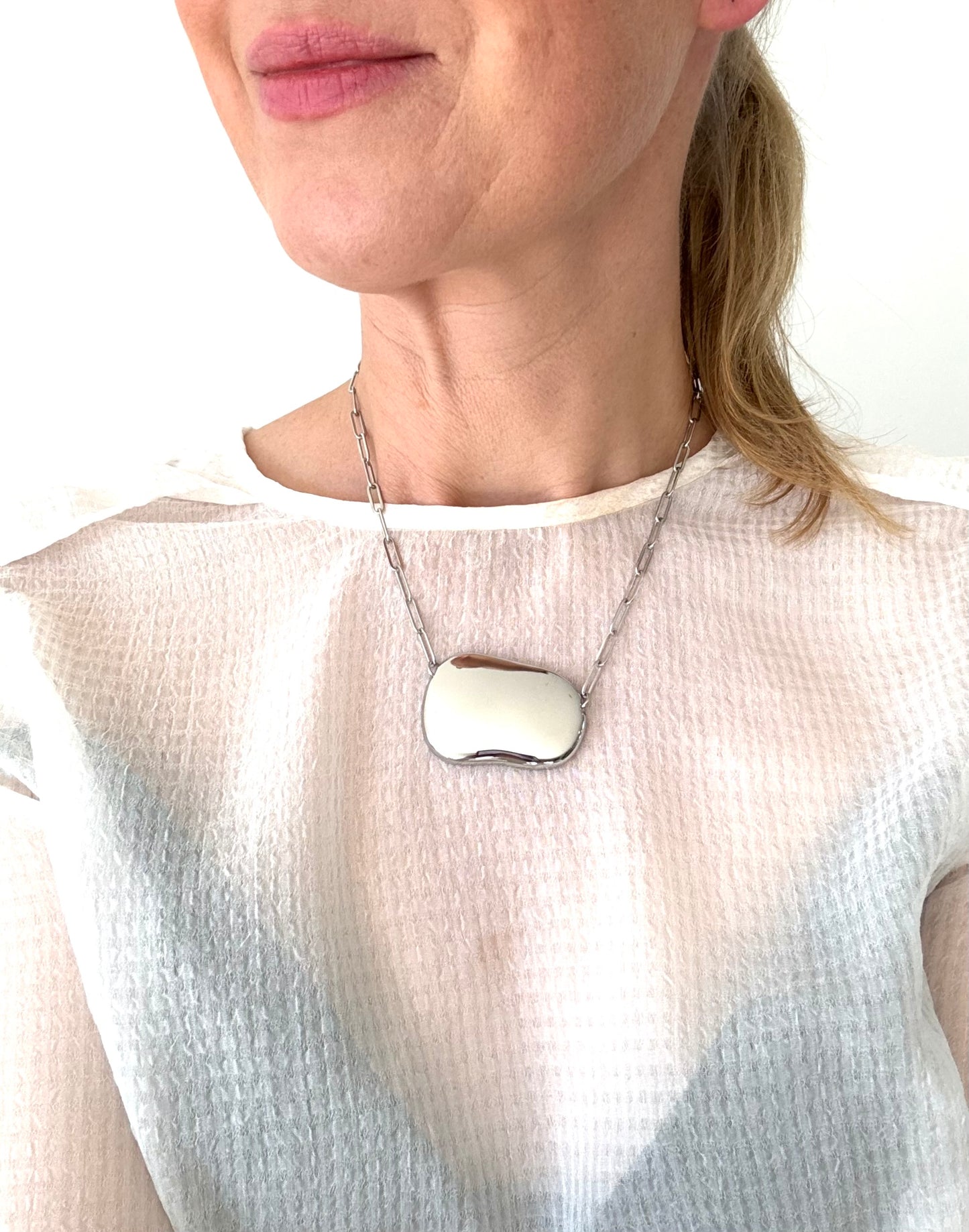 Pebble Necklace-Gold Stainless Steel