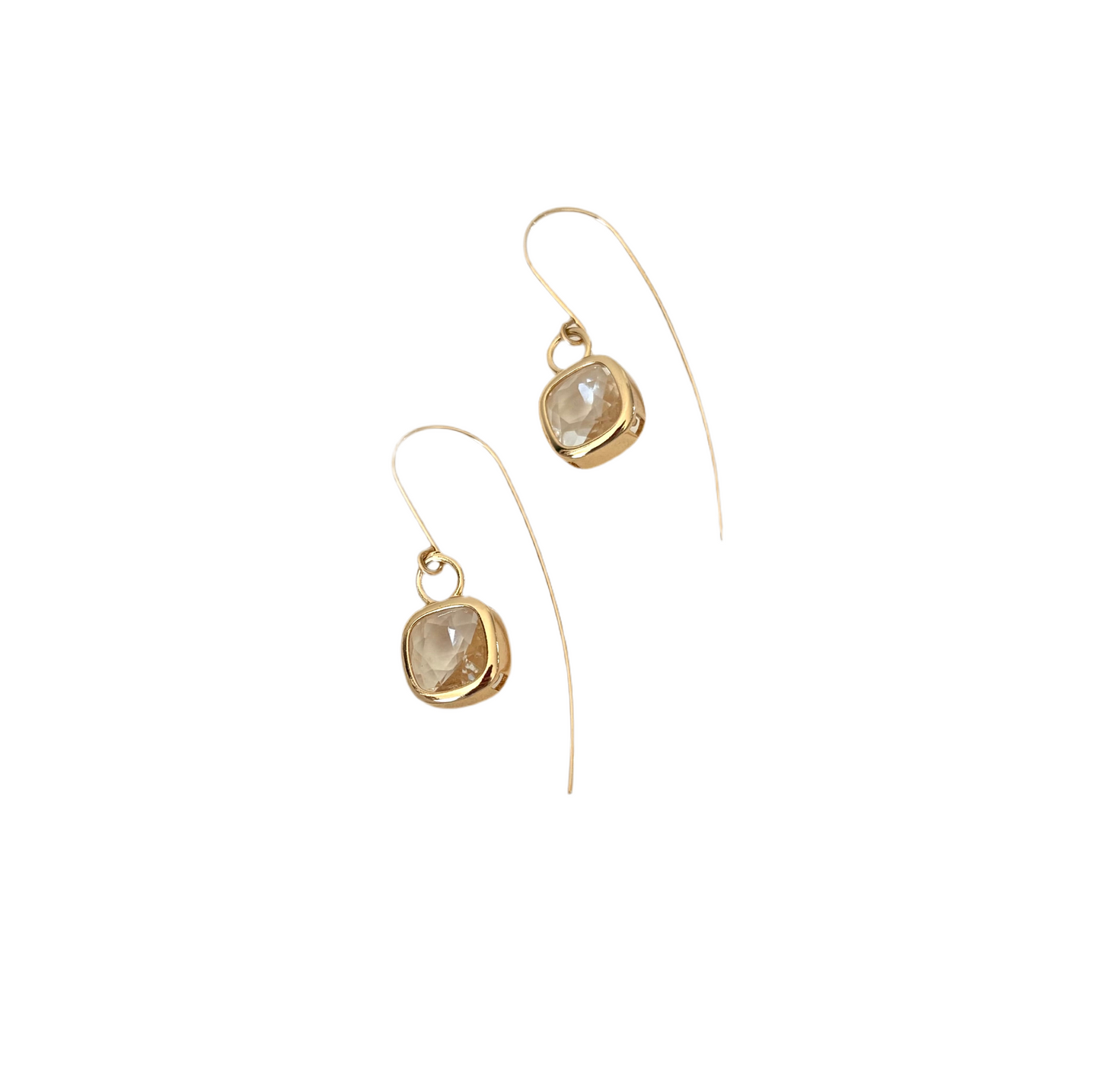 Glass Cushion on Statement Ear wires Gold Filled