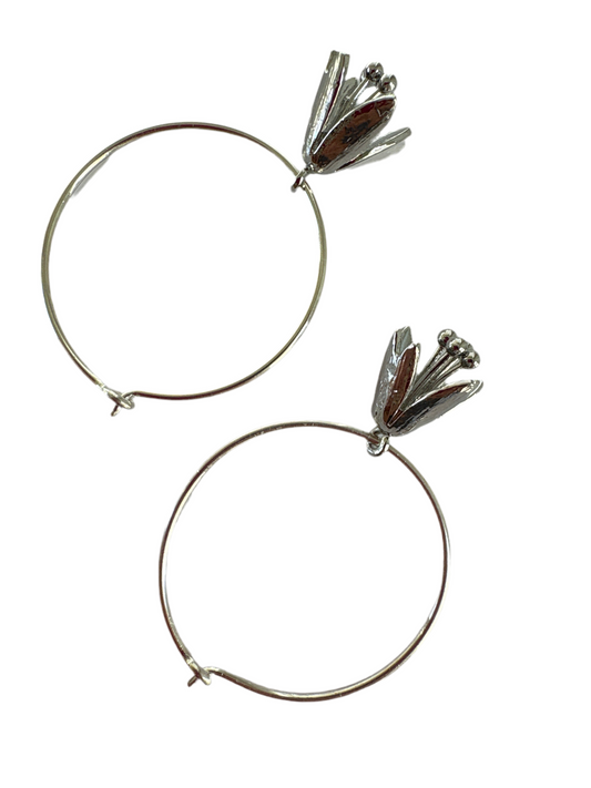 Luxe Loan Botanical Silver Hoop Earrings