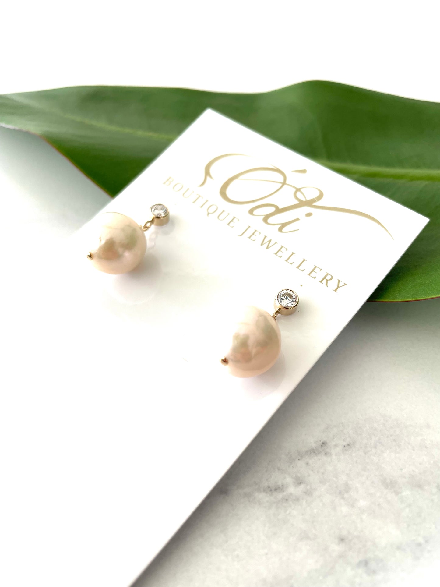 CZ-14k Gold Filled Large Pearl Stud Earrings