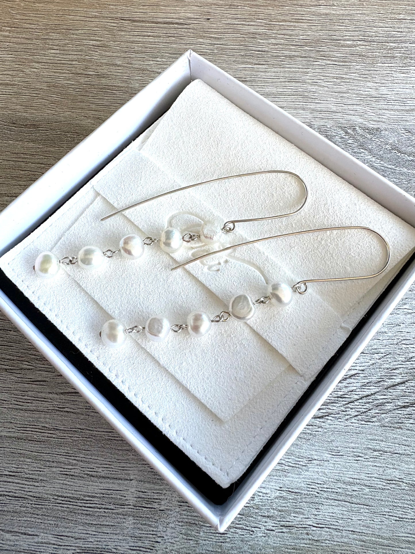 Statement Ear Wires with Fresh Water Nugget Pearl Dangles Sterling Silver Jewelry