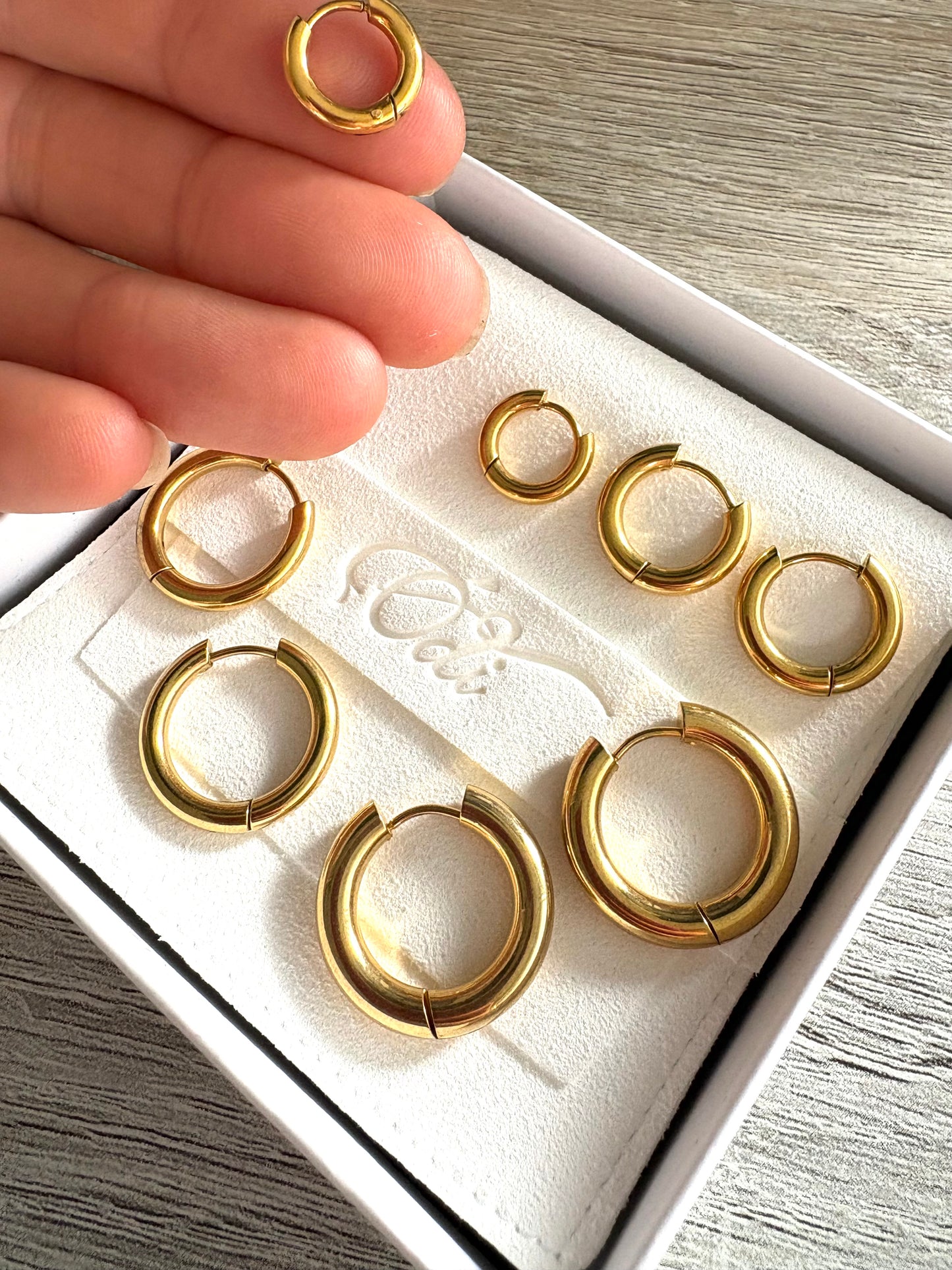 Plain & Layering Hoops Stainless Steel Gold