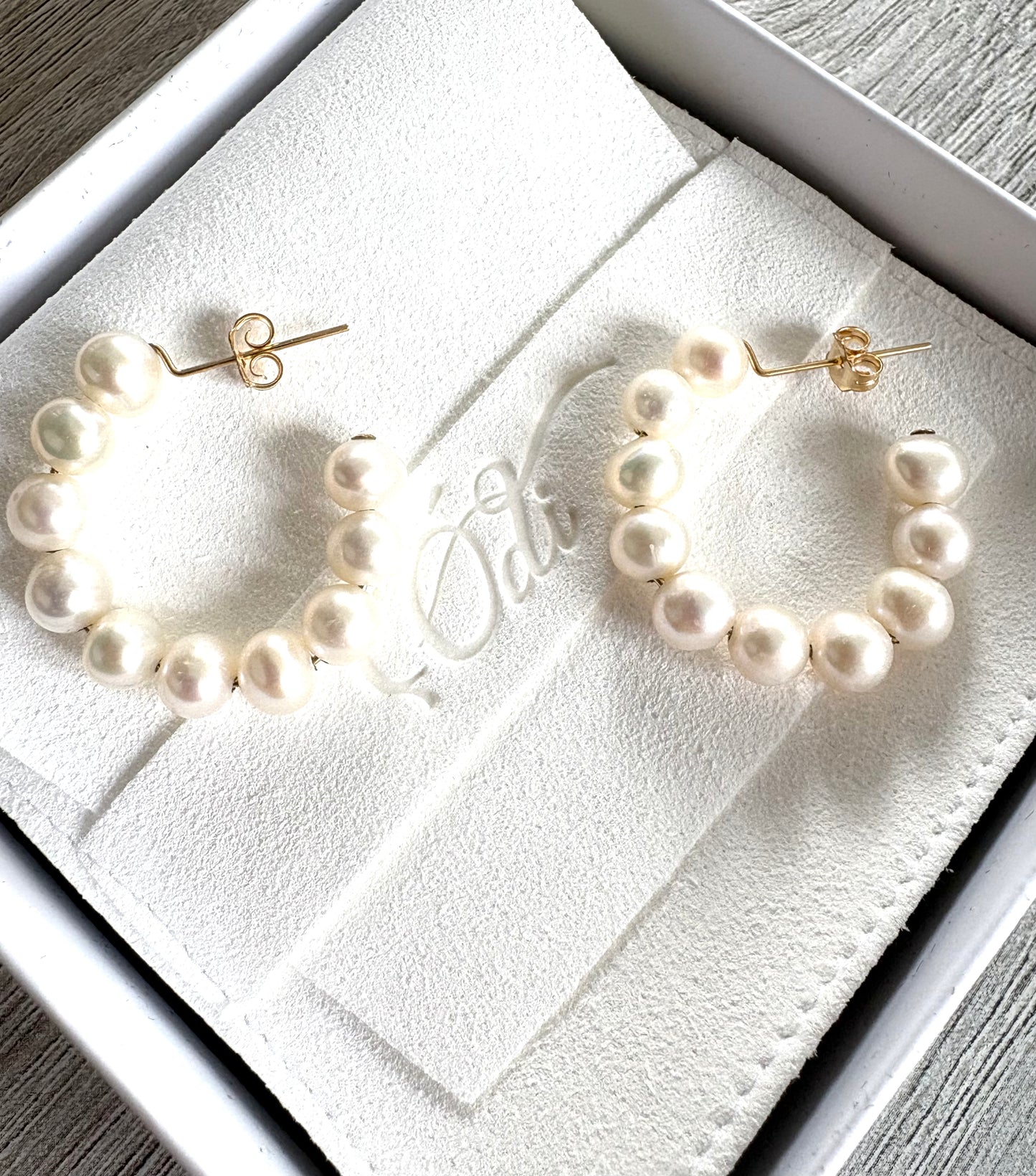 White Pearl Moon Hoops-fresh water pearl #137 #176