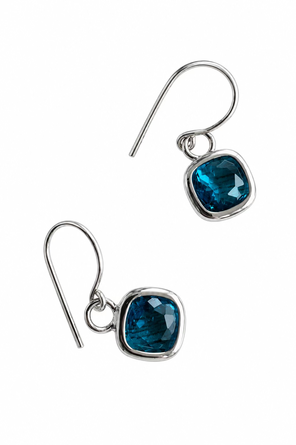 Aqua Silver Cushions on Sterling Silver Earwires