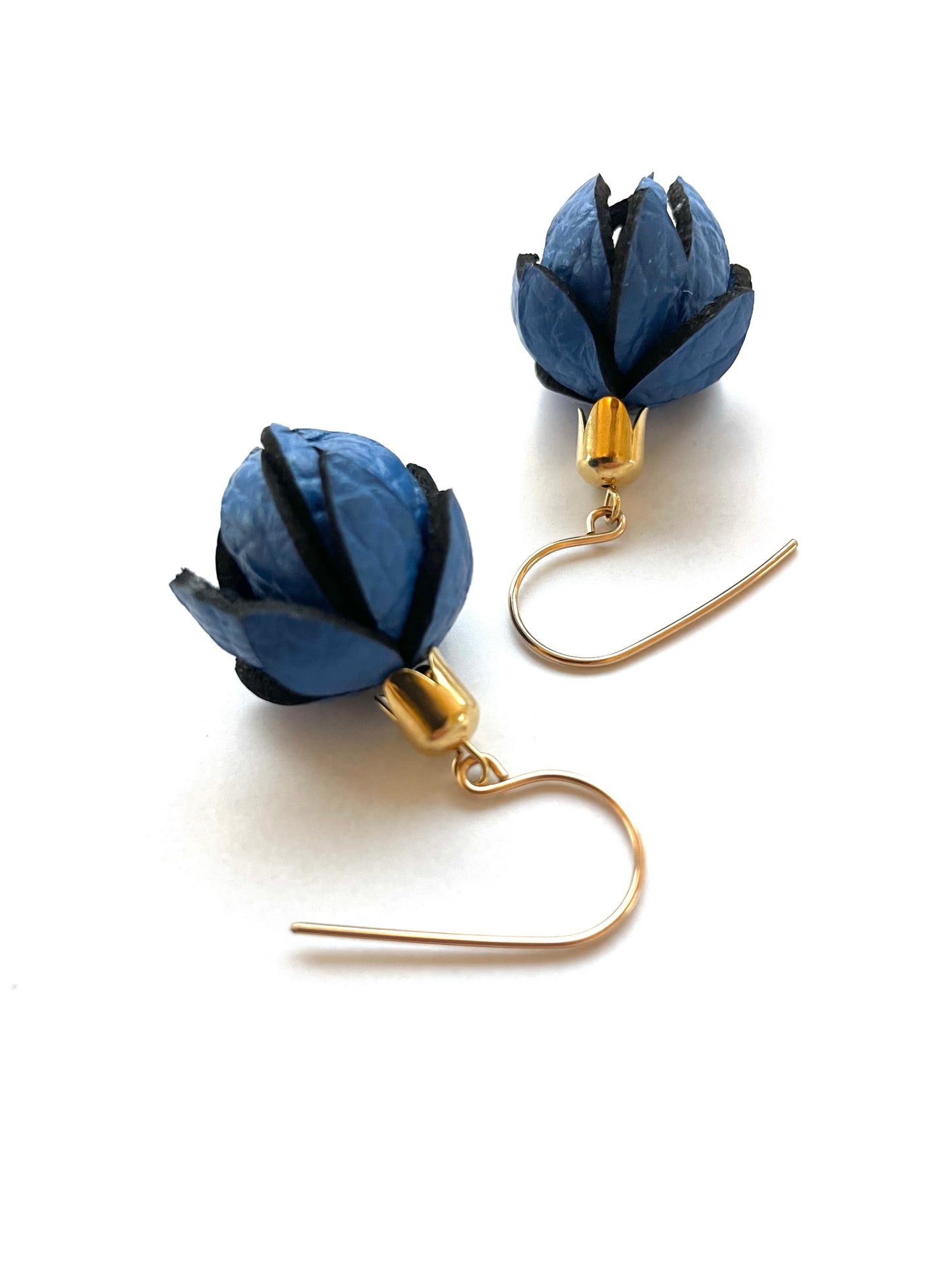 Wild Flowers -Cobalt Blue Colour on 14k Ear Wires