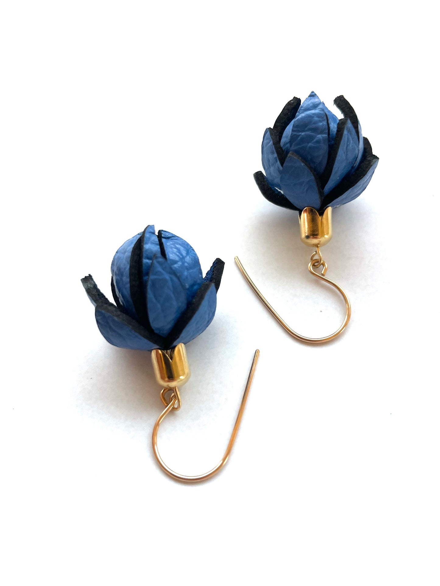 Wild Flowers -Cobalt Blue Colour on 14k Ear Wires