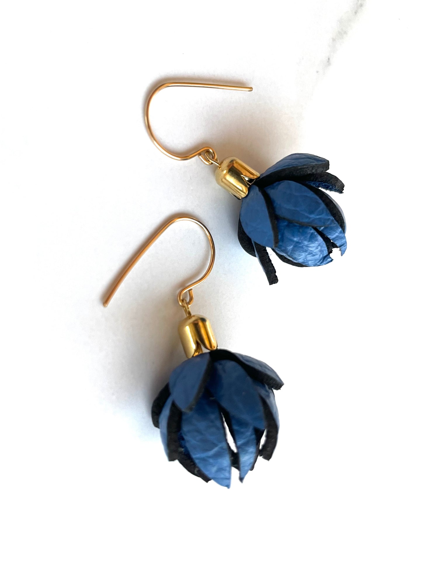 Wild Flowers -Cobalt Blue Colour on 14k Ear Wires