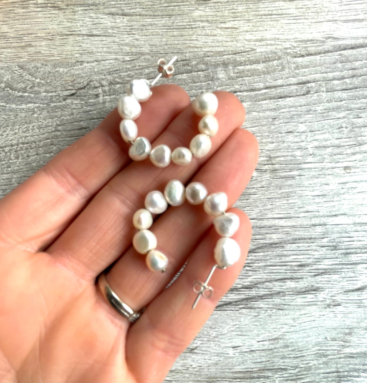Nugget Pearl Hoops-gold or silver fittings #118 #193