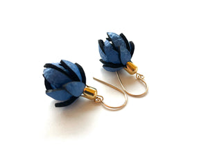 Wild Flowers  -Cobalt Blue Colour on 14k Ear Wires