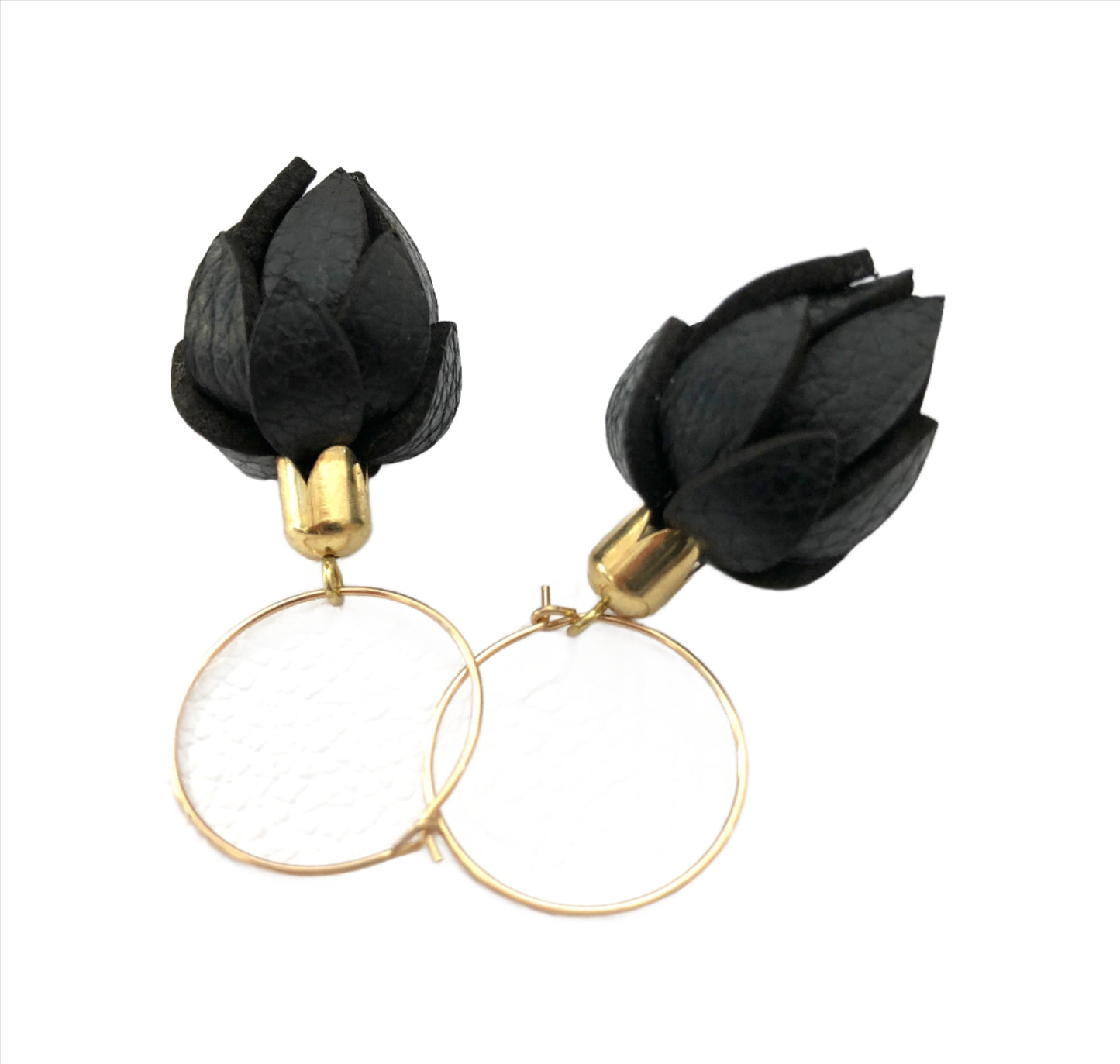 leather flower bud on hoop