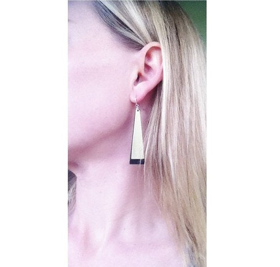 brass and black earrings nz made