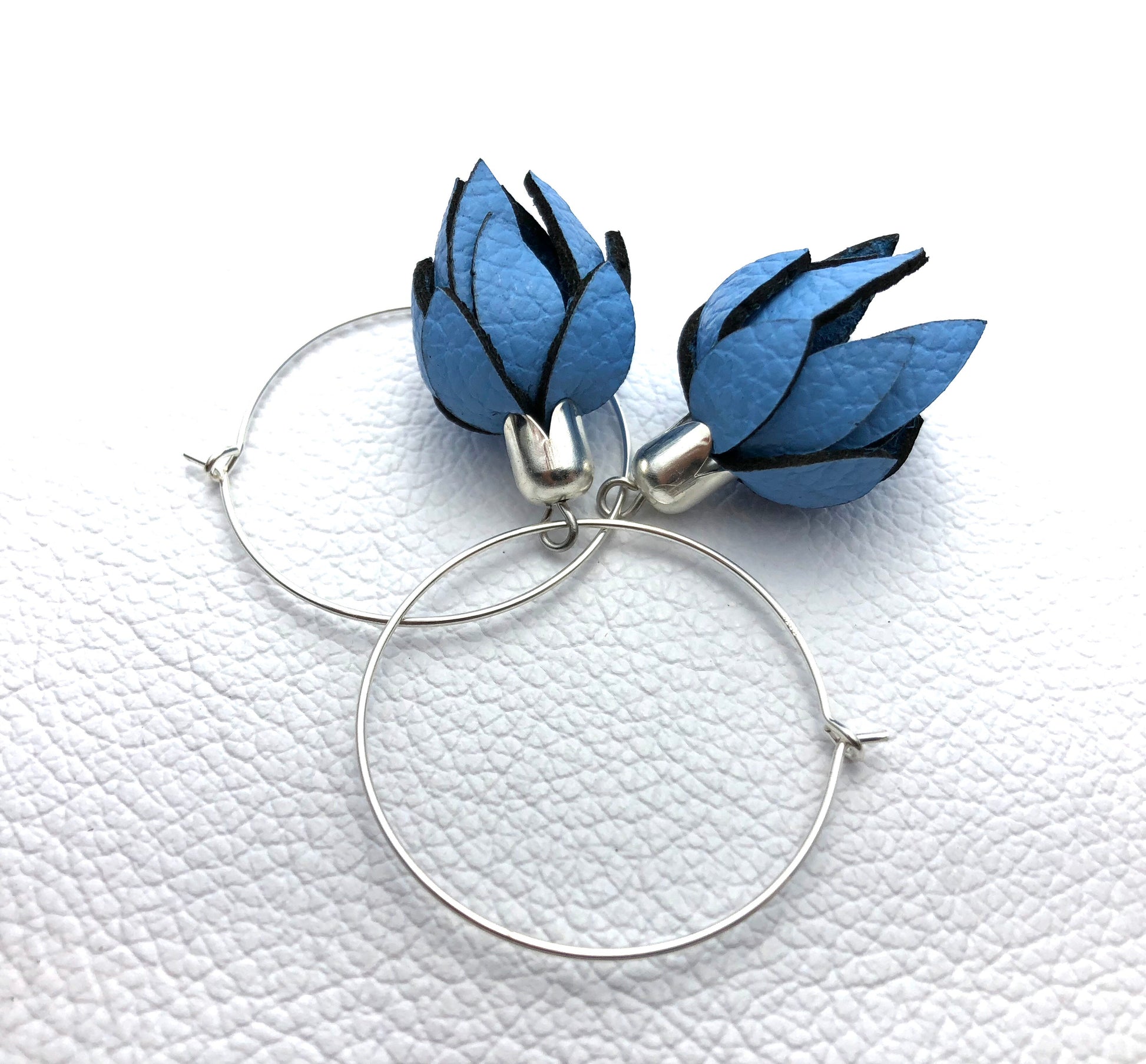 leather flower bud on hoop