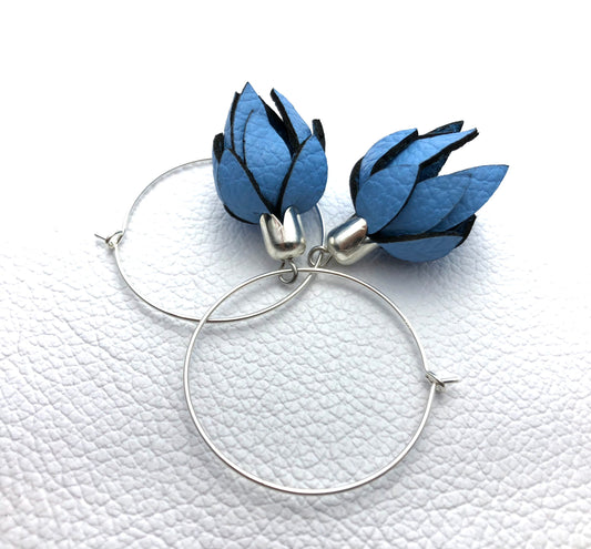 leather flower bud on hoop