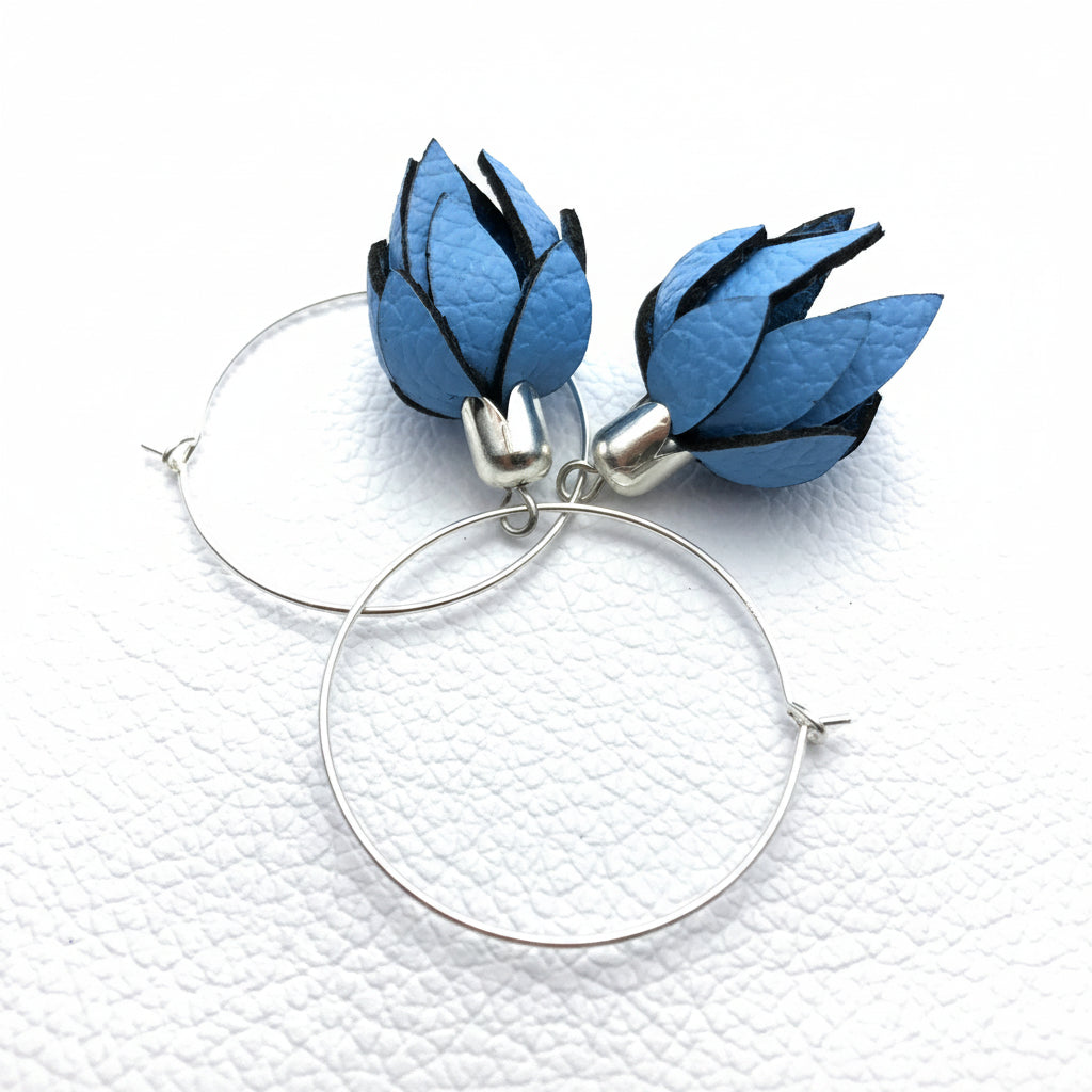 leather flower bud on hoop