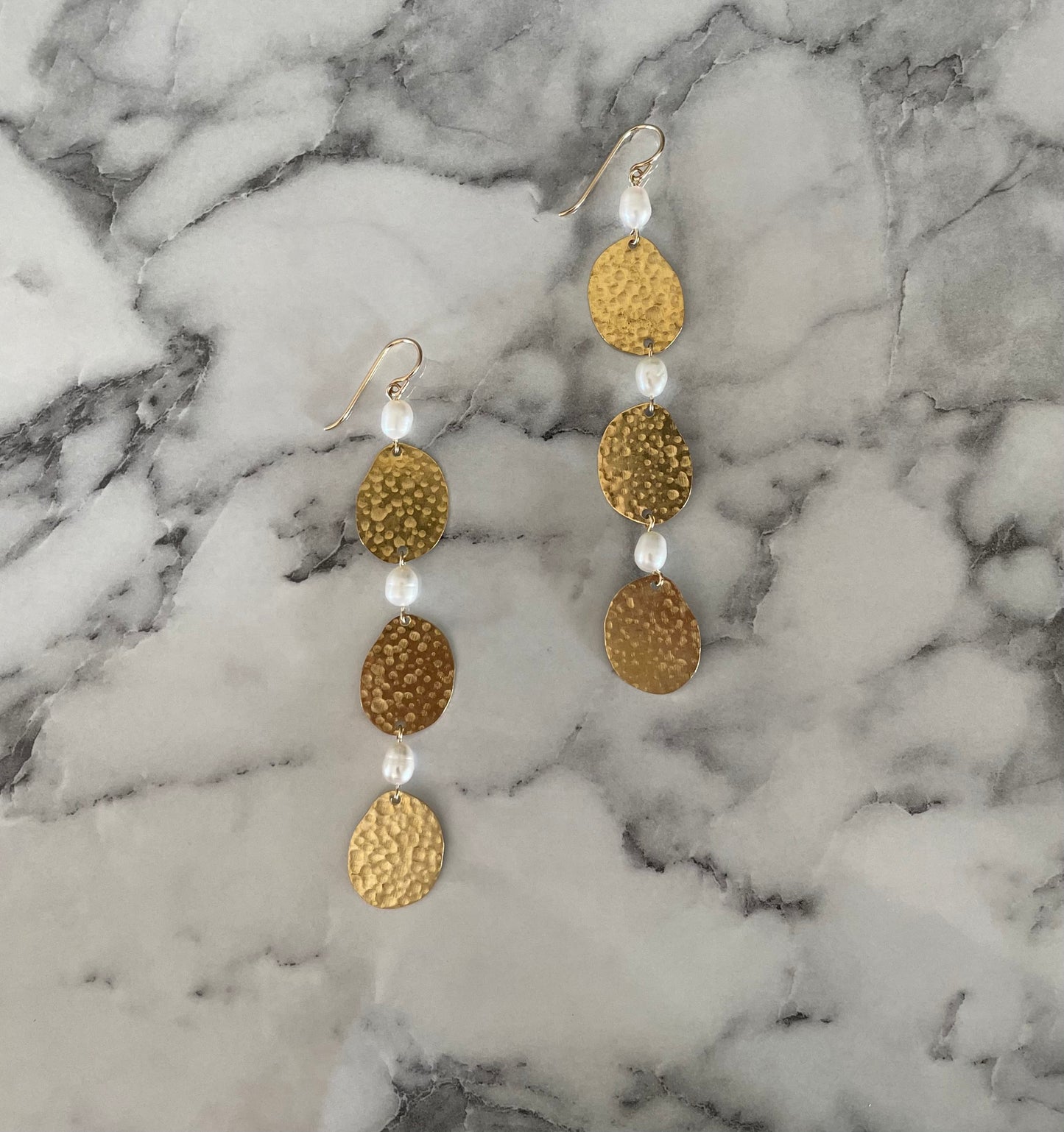 Pearl Statement Brass Dangles