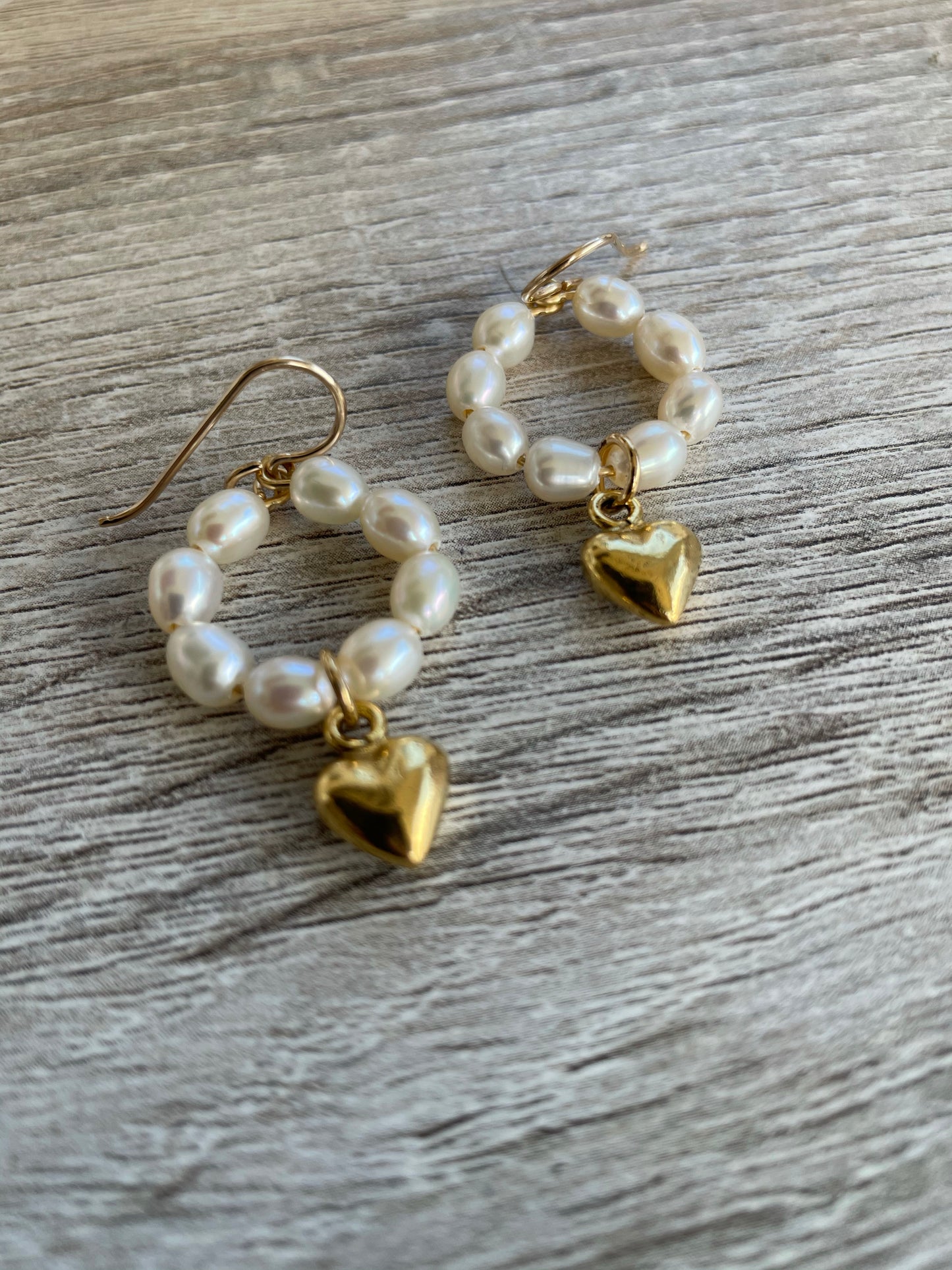 Pearl Circle Heart Dangles