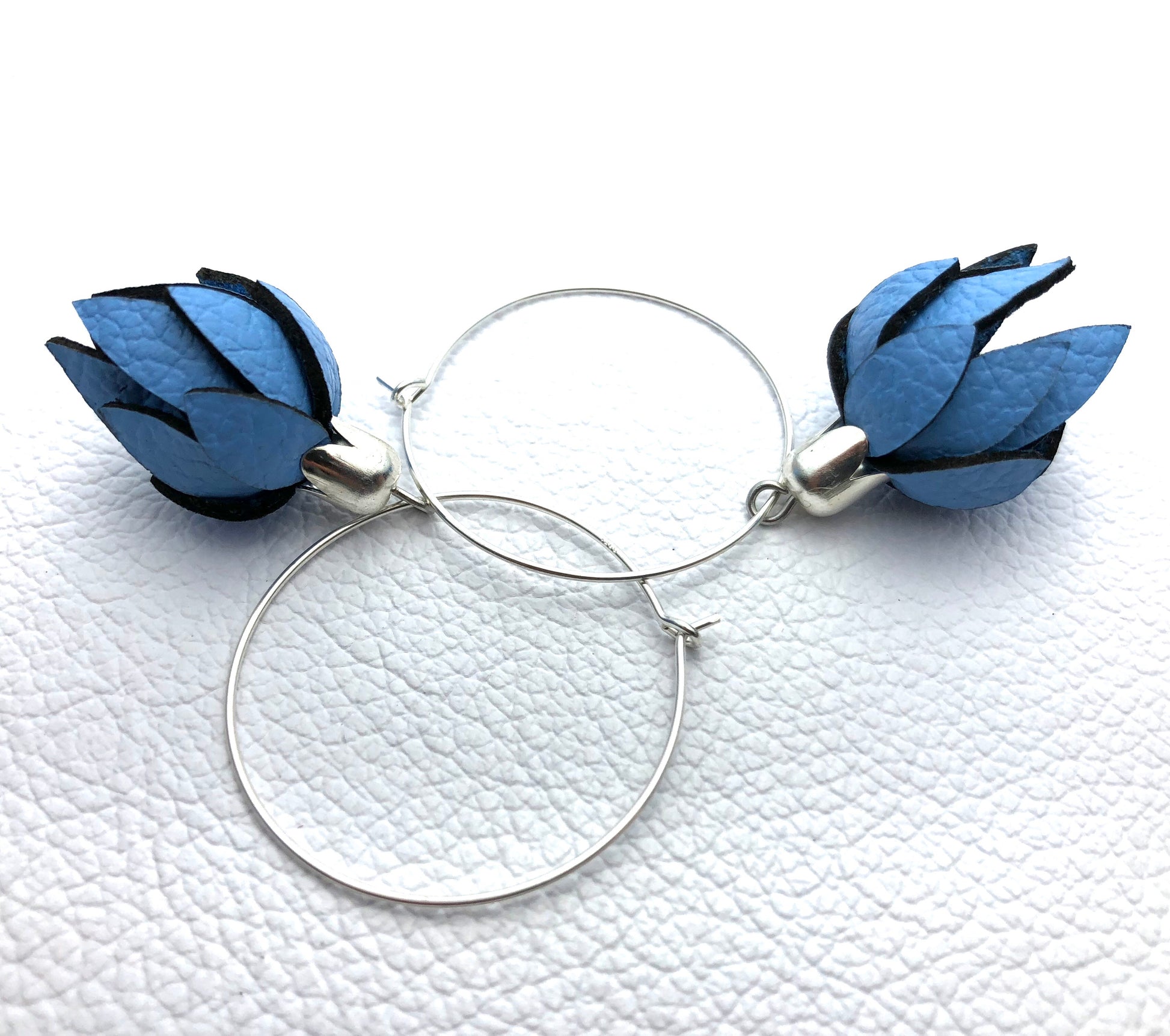 leather flower bud on hoop