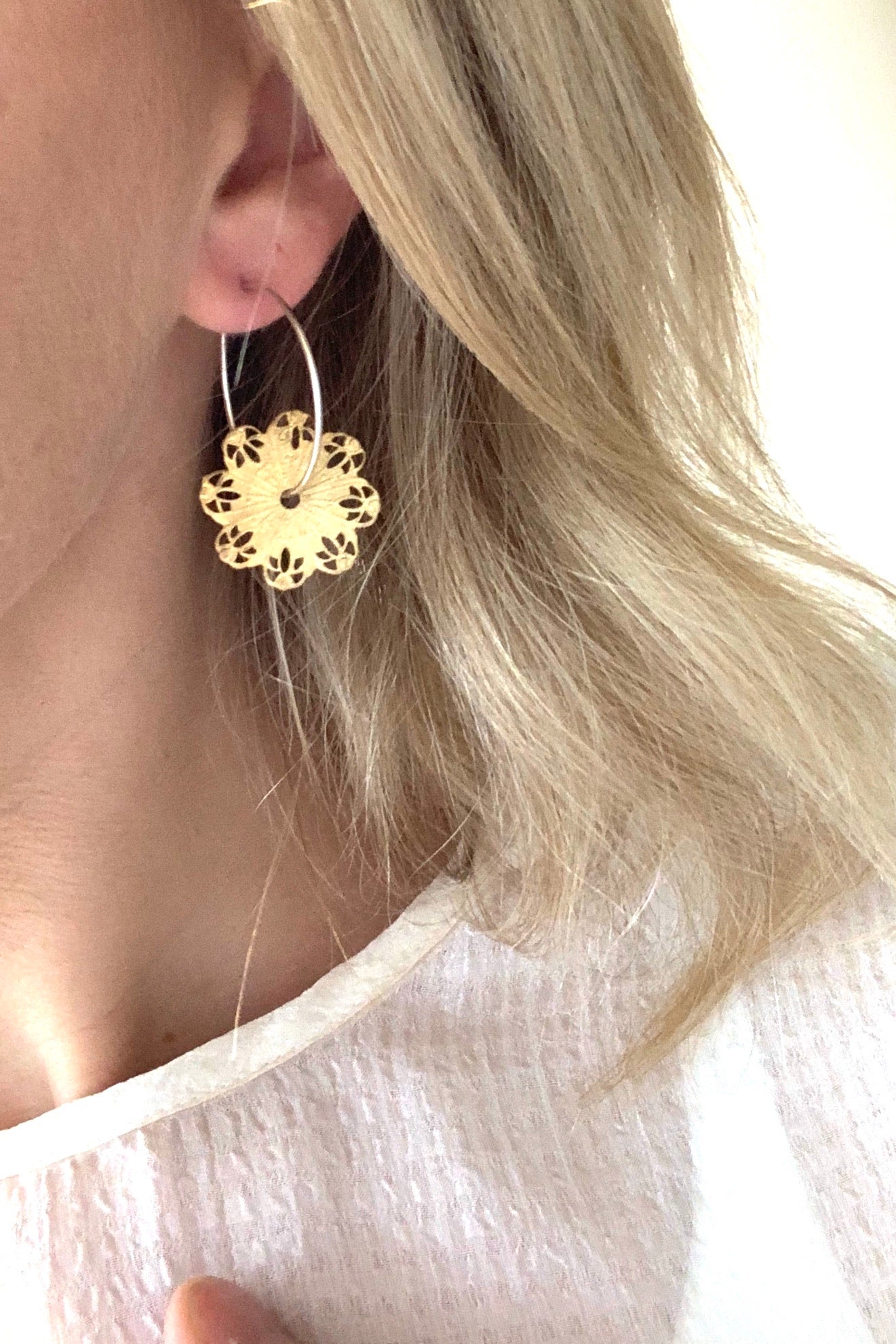 Vintage Filigree Rounds on Hoops