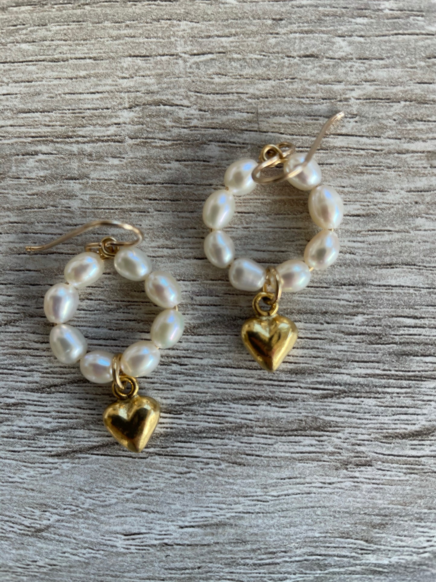Pearl Circle Heart Dangles