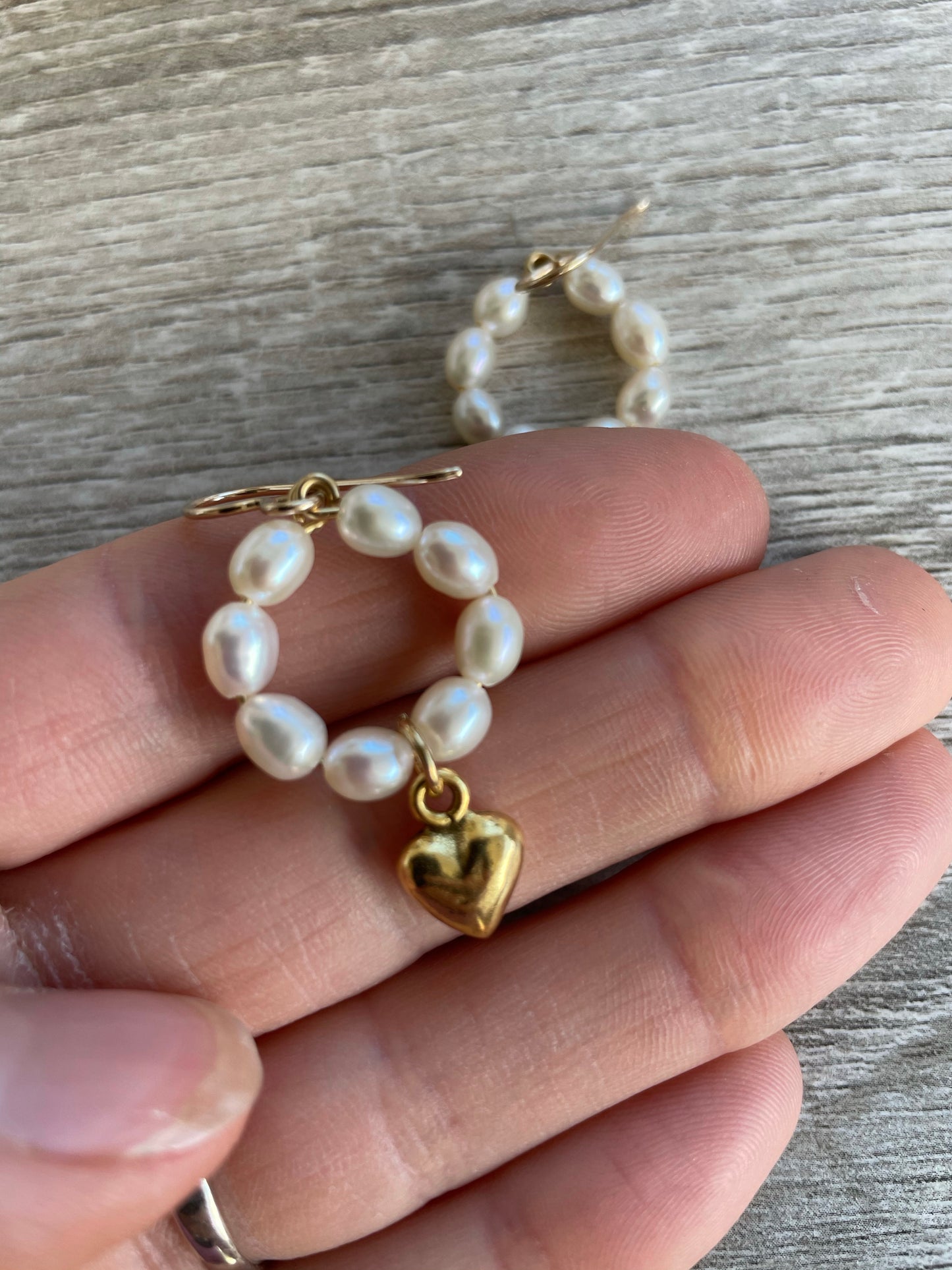 Pearl Circle Heart Dangles