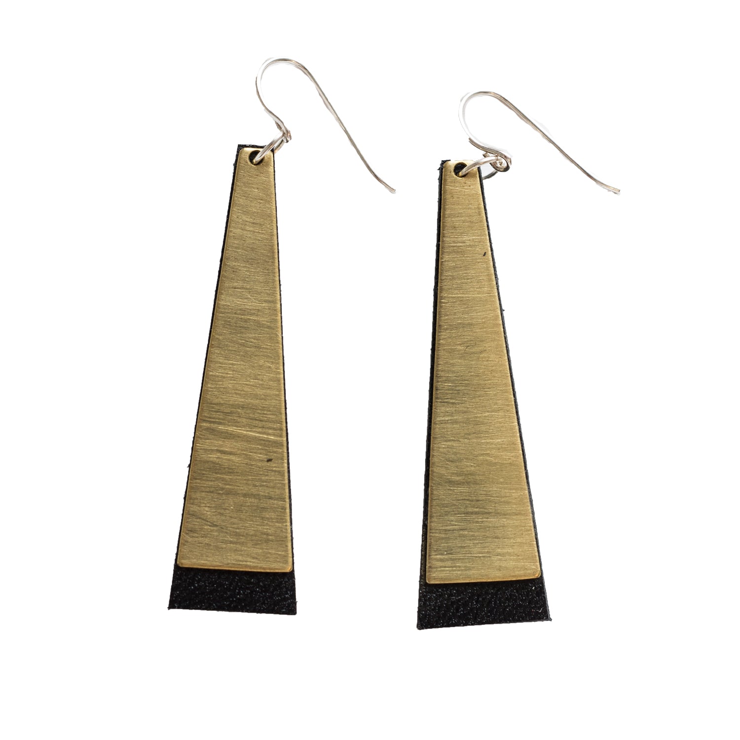 brass and black earrings nz made