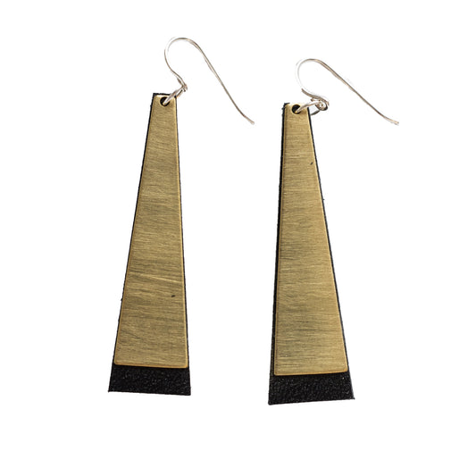 brass and black earrings nz made