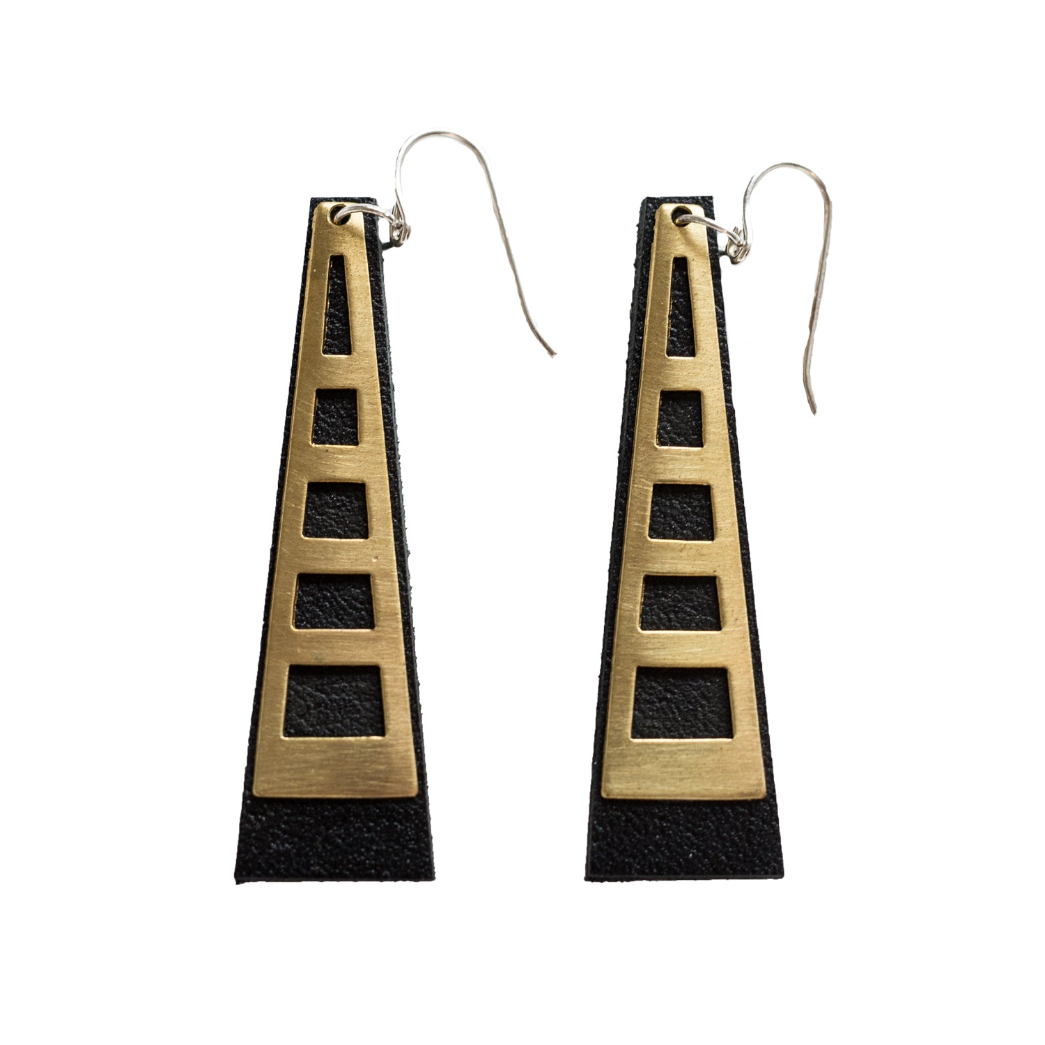 brass and black earrings nz made