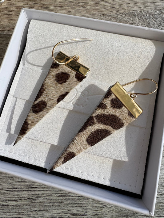 Leopard Luxe Leather Spear Earrings