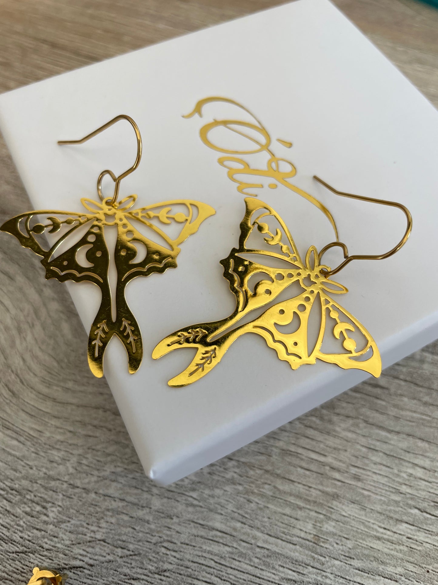 Celestial Moths-Gold-Silver-whimsical Earrings