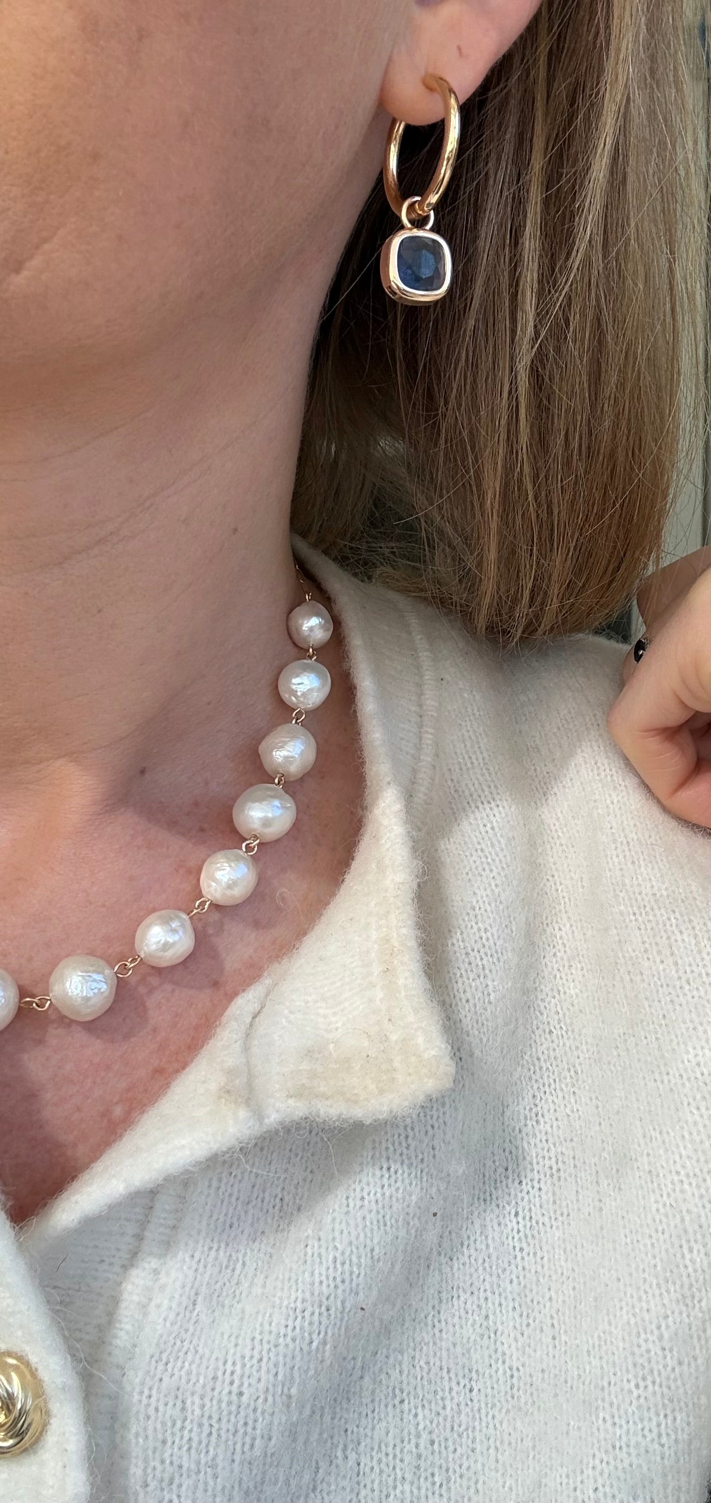 14Karat Gold Fill Linked Fresh Water Pearl Necklace with Paperclip Chain