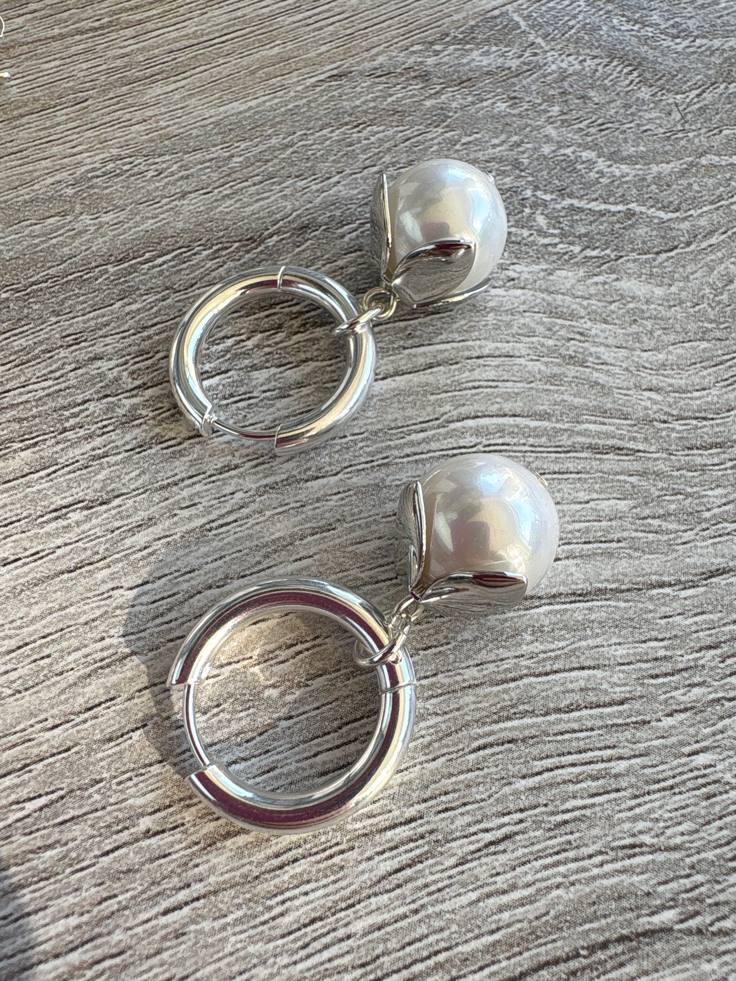 Botanical Pearl Hoops Silver or Gold