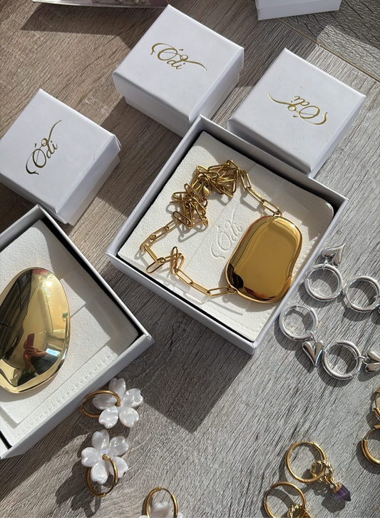 Pebble Necklace-Gold Stainless Steel