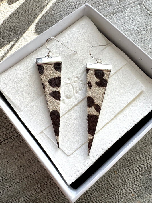 Leopard Luxe Leather Spear Earrings