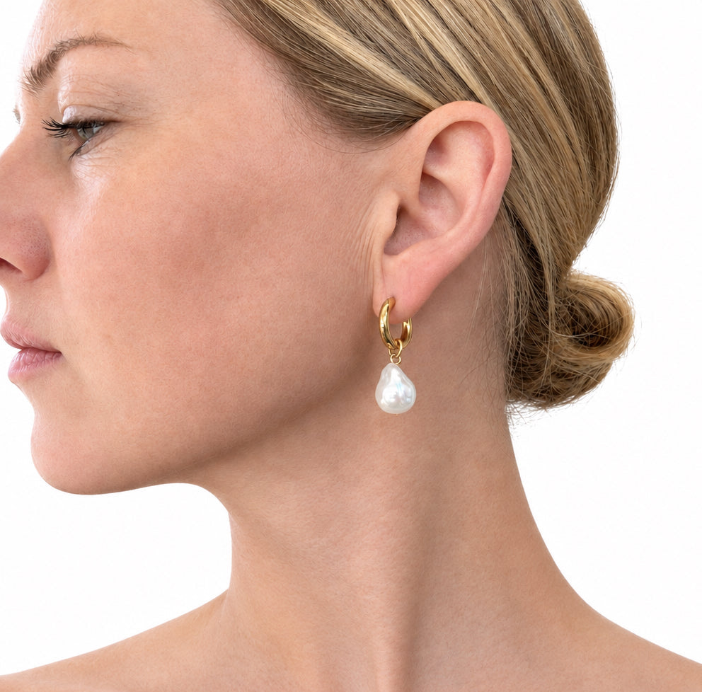 Baroque Pearl Hoops- Multiple Colour options